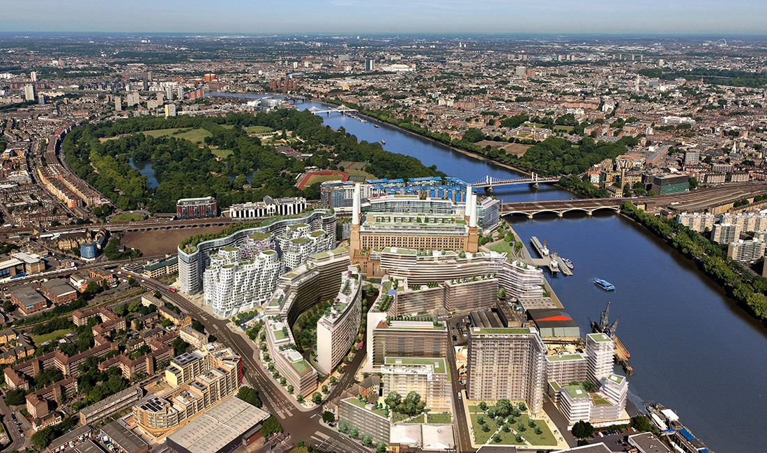 Aerial view of the Battersea Power Station Development